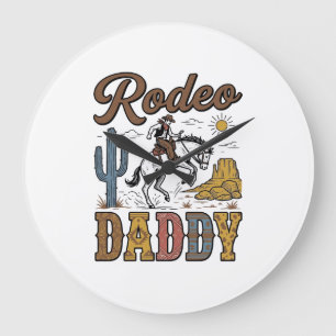 Rodeo Daddy Vintage Western Cowboy Hemd Design_1 Große Wanduhr