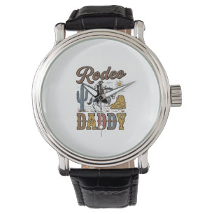 Rodeo Daddy Vintage Western Cowboy Shirt Design_1 Armbanduhr