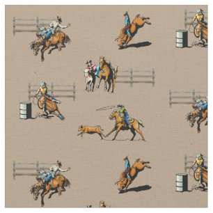 Rodeo-Ereignis-Western-Cowboy-Cowgirl-Pferd Stoff
