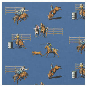 Rodeo-Ereignis-Western-Cowboy-Cowgirl-Pferd Stoff