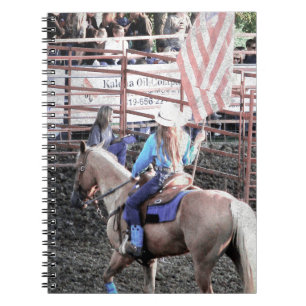 Rodeo Flag Pferd und Cowgirl Notizblock