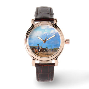 Rodeo Frauen Barrel Racing Rustikaler Western Frau Armbanduhr