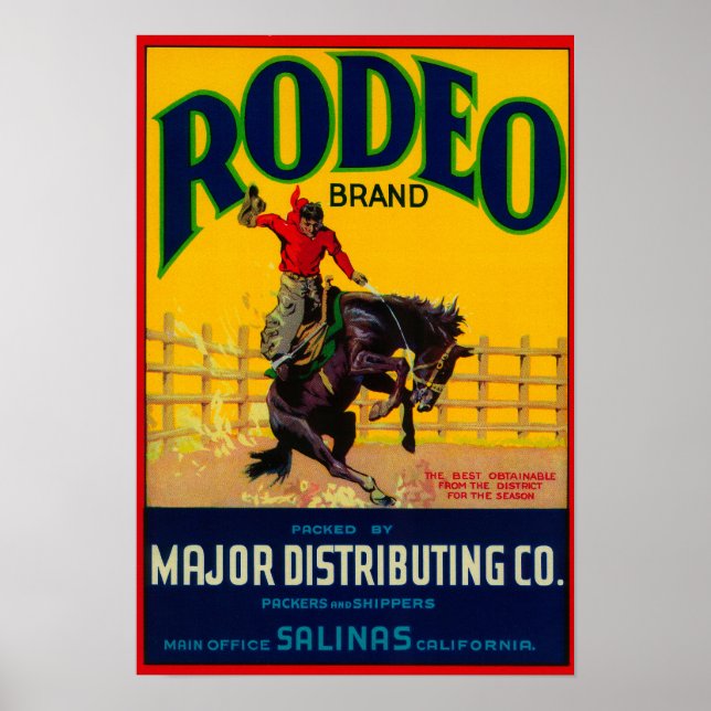 Rodeo Gemüse LabelSalinas, CA Poster (Vorne)