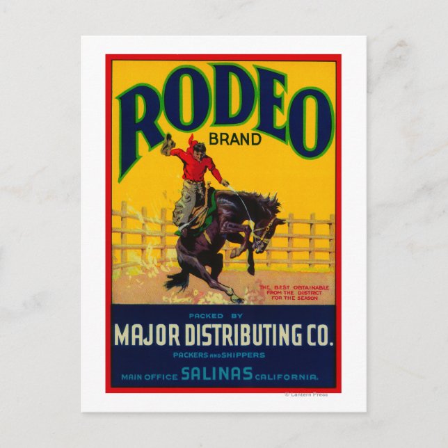 Rodeo Gemüse LabelSalinas, CA Postkarte (Vorderseite)