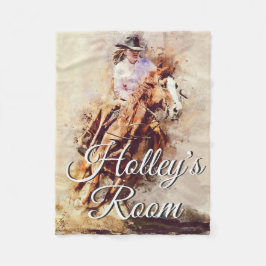 Rodeo Girl on Horse Malerei Personalisiert Fleecedecke