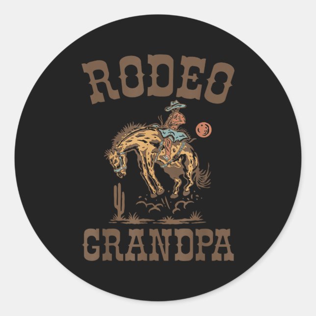 Rodeo Grandpa Cowboy Cowgirl Birthday Family Match Runder Aufkleber (Vorderseite)