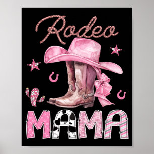 Rodeo-Mama rosa Stiefel Coquette Cowgirl Geburtsta Poster