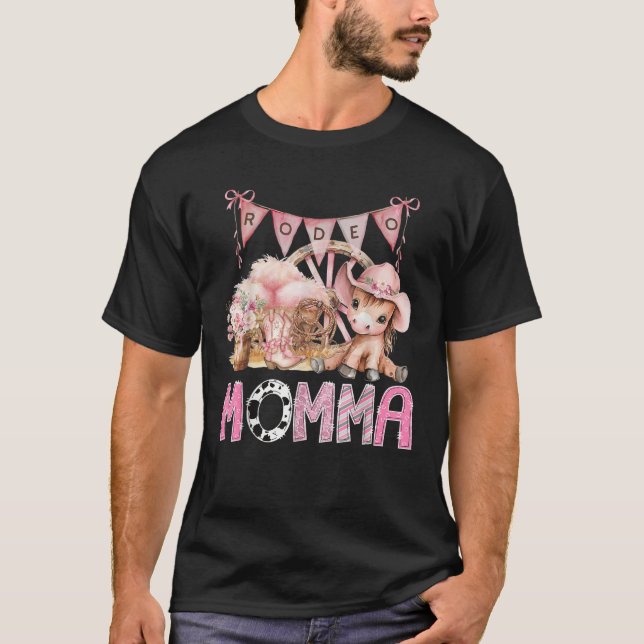Rodeo Momma Pink CowGirl Coquette 1St Birthday Par T-Shirt (Vorderseite)