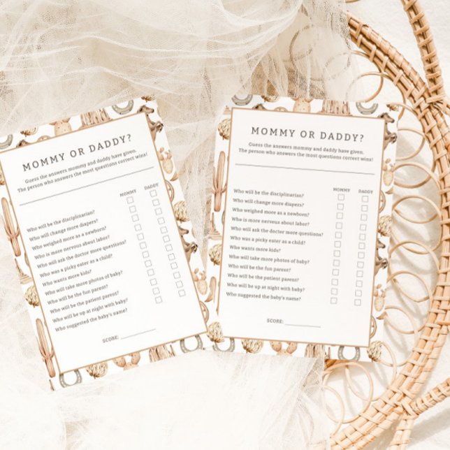 Rodeo Neutral Baby Shower Mommy oder Daddy Game (Von Creator hochgeladen)