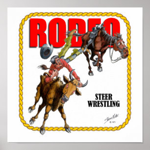 Rodeo-Ochse-Ringkämpfer Poster