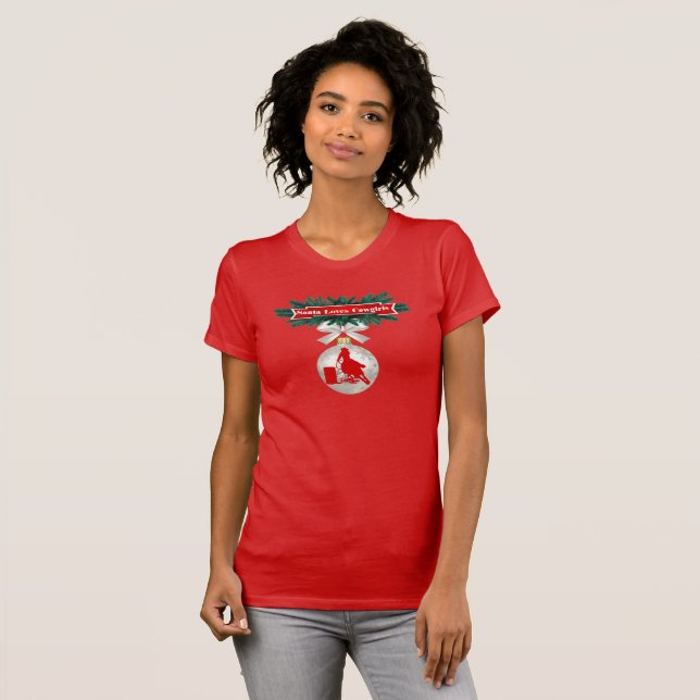 Rodeo Ornamente auf Red Holiday Cowgirl T - Shirt (Vorne ganz)