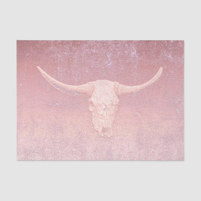 Rodeo Pink Art Textur Rustikale Bull Skull Seidenpapier (Vorderseite)