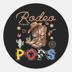 Rodeo Pops Western Cowboy Geburtstags-Matching-Fam Runder Aufkleber