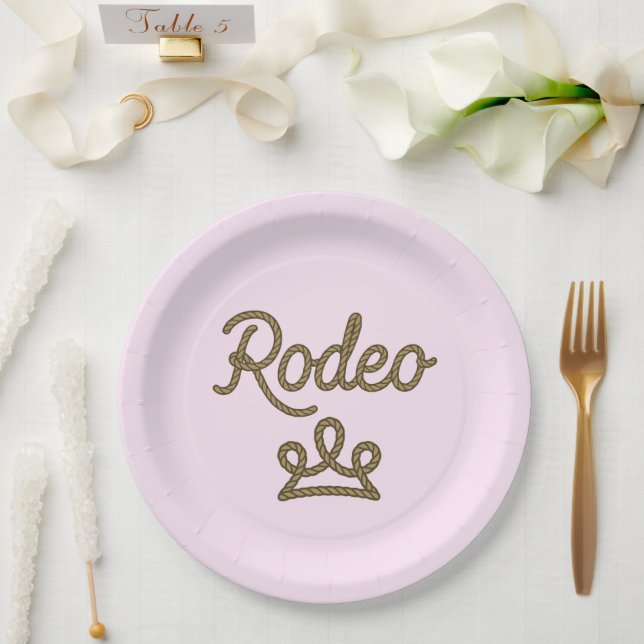 Rodeo Princess Country Western Tiara Crown Pink Pappteller (Hochzeit)
