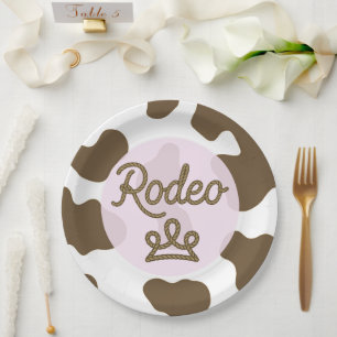 Rodeo Prinzessin Country Western Diadem Krone Rosa Pappteller