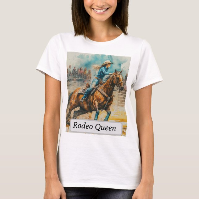 Rodeo Queen Barrel Racing Cowgirl Watercolor T-Shirt (Vorderseite)