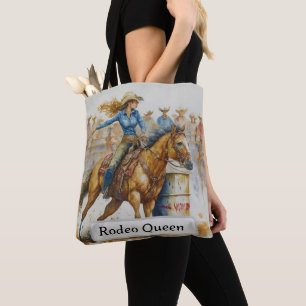 Rodeo Queen Barrel Racing Cowgirl Watercolor Tasch