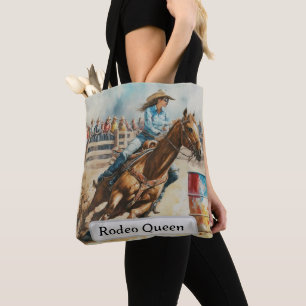 Rodeo Queen Barrel Racing Cowgirl Watercolor Tasch