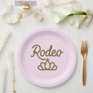 Rodeo-Queen-Country-Western-Tiara-Krone Rosa  Pappteller