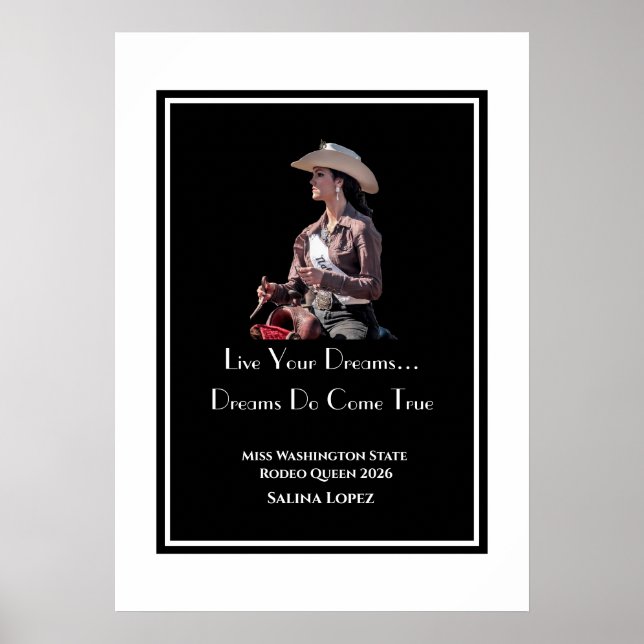 Rodeo Queen Miss Rodeo Pageant Live Your Dreams Poster (Vorne)