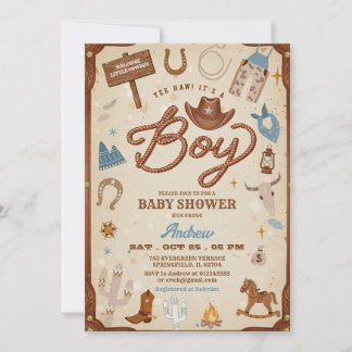 Rodeo Ranch Wild West Cowboy Baby Shower Einladung