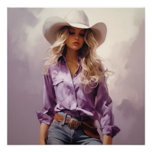 Rodeo Reverie: Cowgirl Wall Art Poster