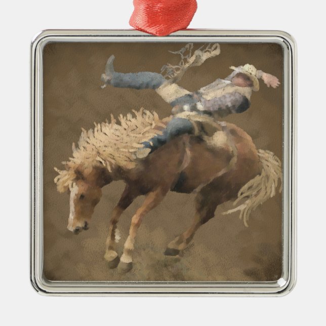 Rodeo Rider Ornament Aus Metall (Vorne)