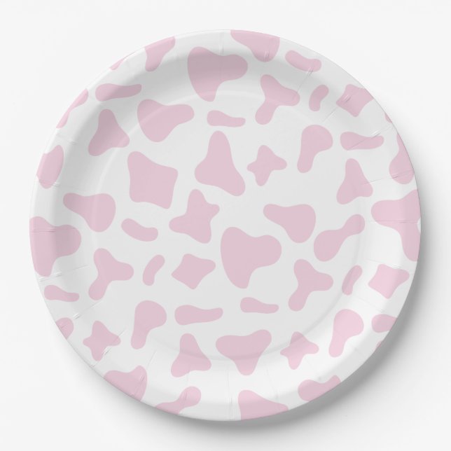 Rodeo Rosa Kuh Print Western Geburtstag Pappteller (Vorderseite)