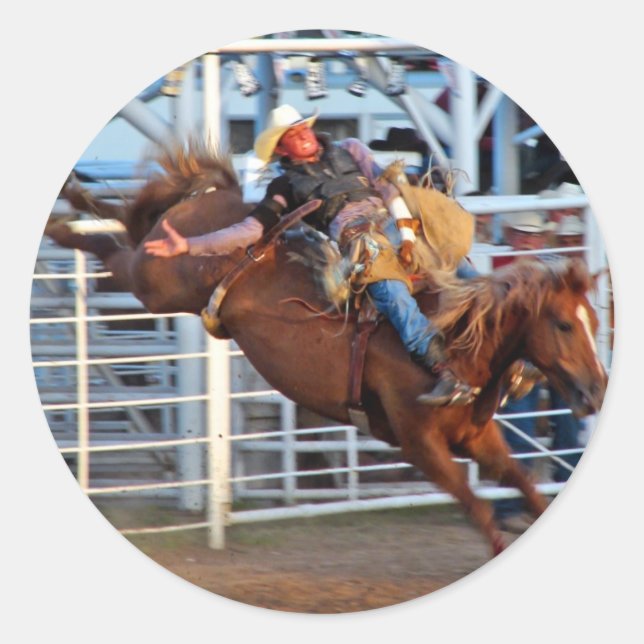 Rodeo! Runder Aufkleber (Vorderseite)
