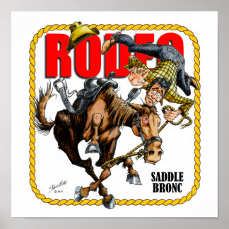 Rodeo Saddle Bronc Rider Print Poster
