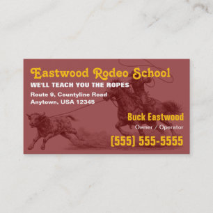 Rodeo-Schule Cowboy-Roping-Instruktor-Karte Visitenkarte