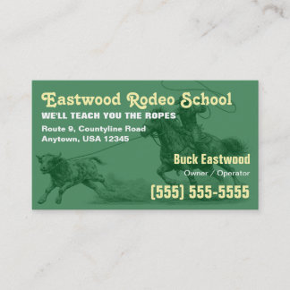 Rodeo-Schule | Cowboy-Roping-Instruktor-Karte Visitenkarte