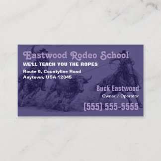 Rodeo-Schule | Cowboy-Roping-Instruktor-Karte Visitenkarte