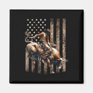 Rodeo-Stier-Reiter Patriotischer Cowboy USA-Flagge Magnet
