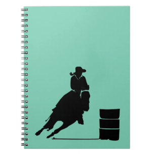 Rodeo Theme Cowgirl Barrel Racing Silhouette Notizblock