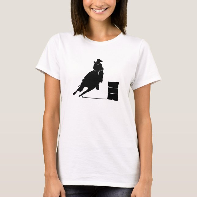 Rodeo Theme Cowgirl Barrel Racing Silhouette T-Shirt (Vorderseite)