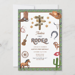 Rodeo Themed Einladungen zum 1. Geburtstag