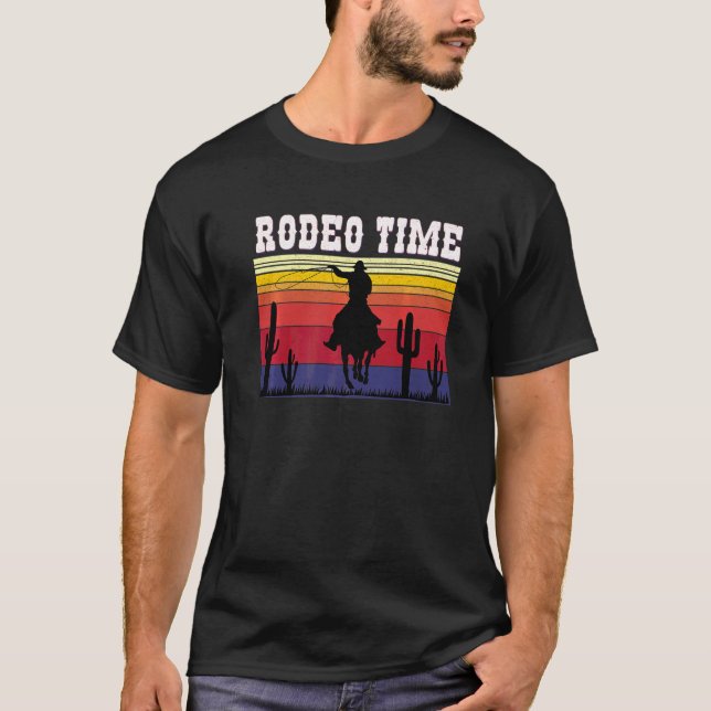 Rodeo Time Hoodie Cowboy Horse Lasso Retro Sunset  T-Shirt (Vorderseite)
