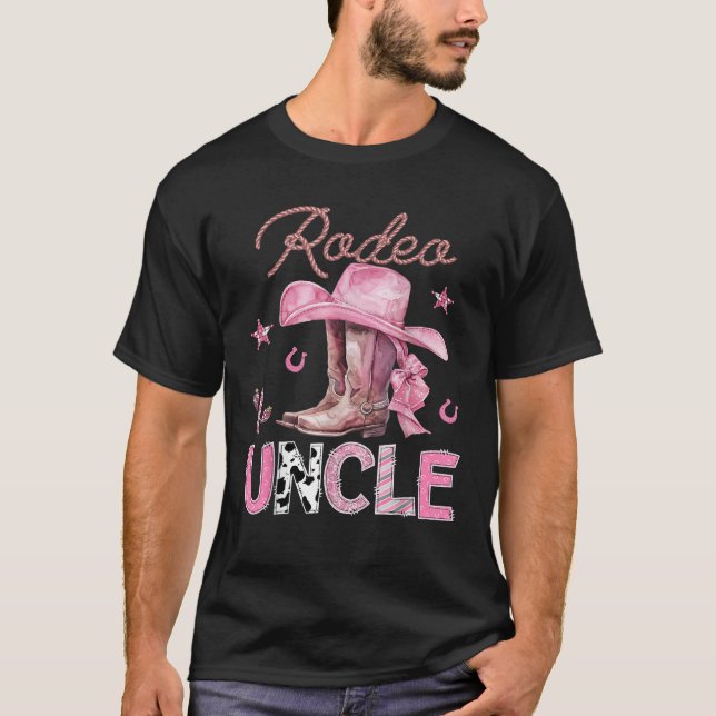 Rodeo Uncle Pink Boots Coquette CowGirl Birthday P T-Shirt (Vorderseite)