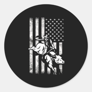 Rodeo USA Flag Bull Riding Cowboy Country Gi Runder Aufkleber