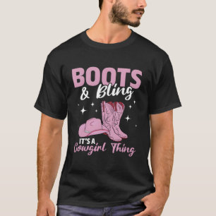 Rodeo Western Country South Cow Boots Bling T-Shirt