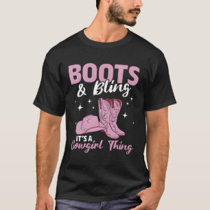Rodeo Western Country South Cow Boots Bling T-Shirt