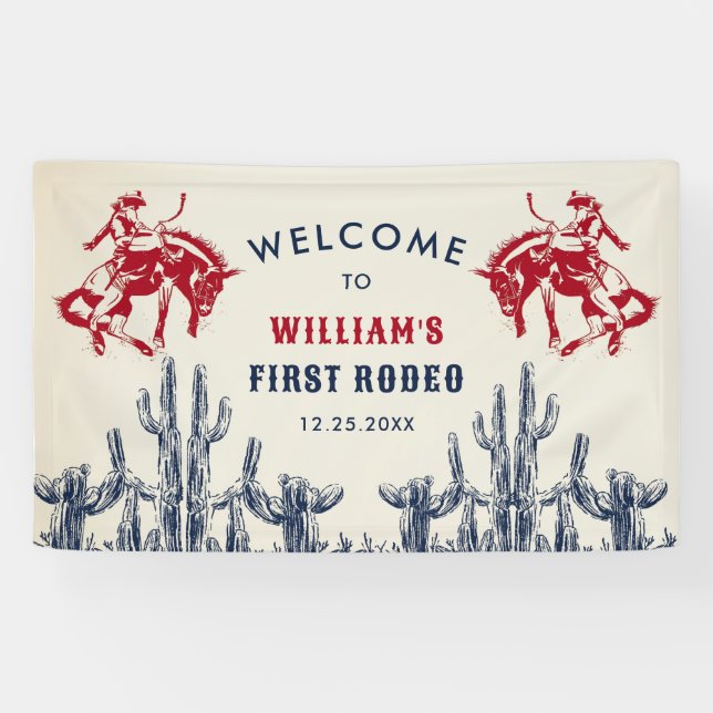 Rodeo Western Cowboy 1. Geburtstag Party Banner (Horizontal)