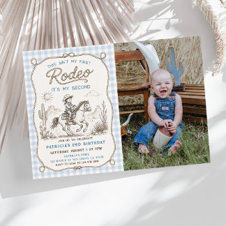 Rodeo Western Cowboy 2. Geburtstags-Foto-Einladung Einladung