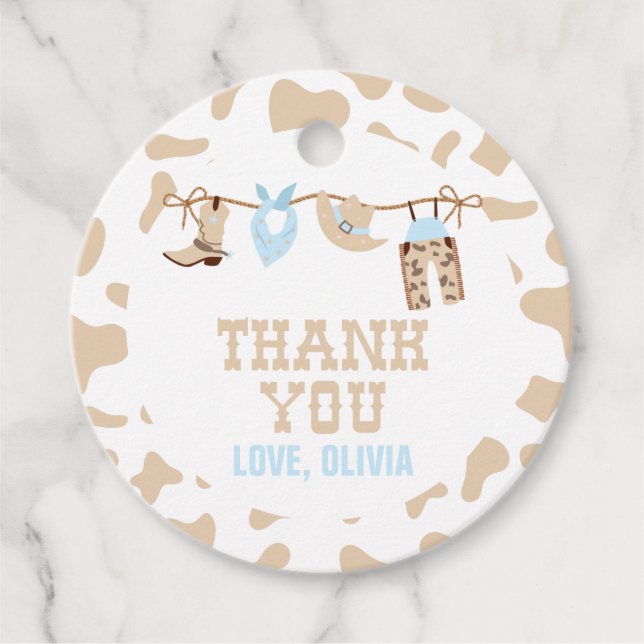 Rodeo Western Cowboy Baby Dusche Geschenkanhänger (Vorderseite)