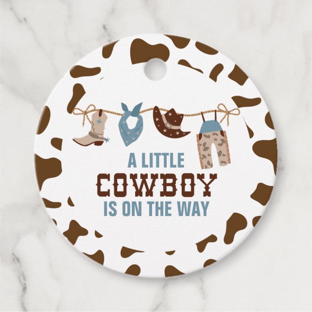 Rodeo Western Cowboy Baby Dusche Geschenkanhänger (Vorderseite)