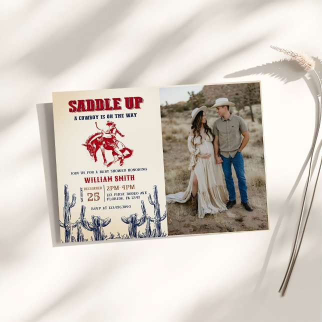 Rodeo Western Cowboy Baby Dusche Party Foto Einladung (Von Creator hochgeladen)