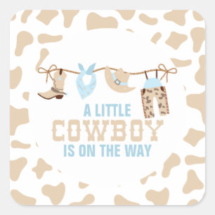 Rodeo Western Cowboy Baby Dusche Quadratischer Aufkleber