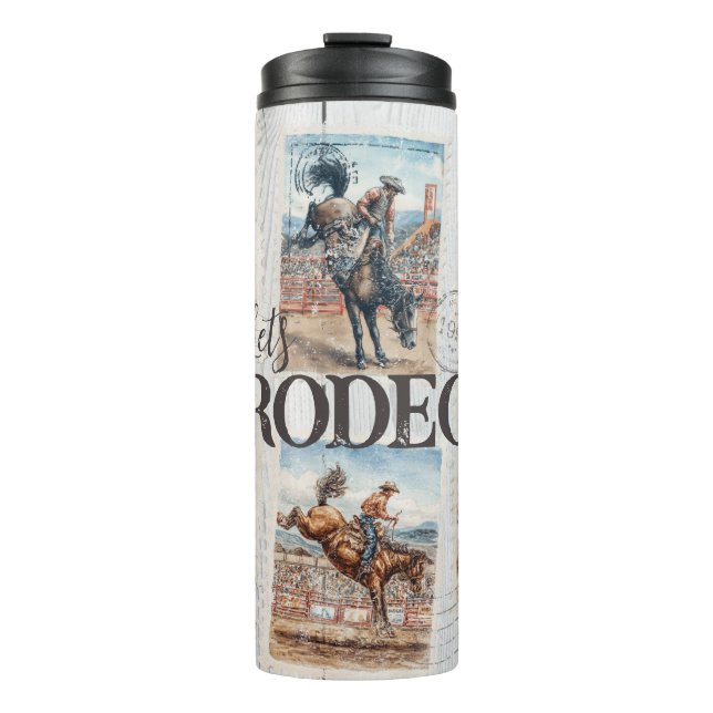 Rodeo Western Cowboy Pferd Bocken Thermosbecher (Vorderseite)