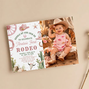 Rodeo Western Cowgirls 1. Geburtstagseinladung Einladung